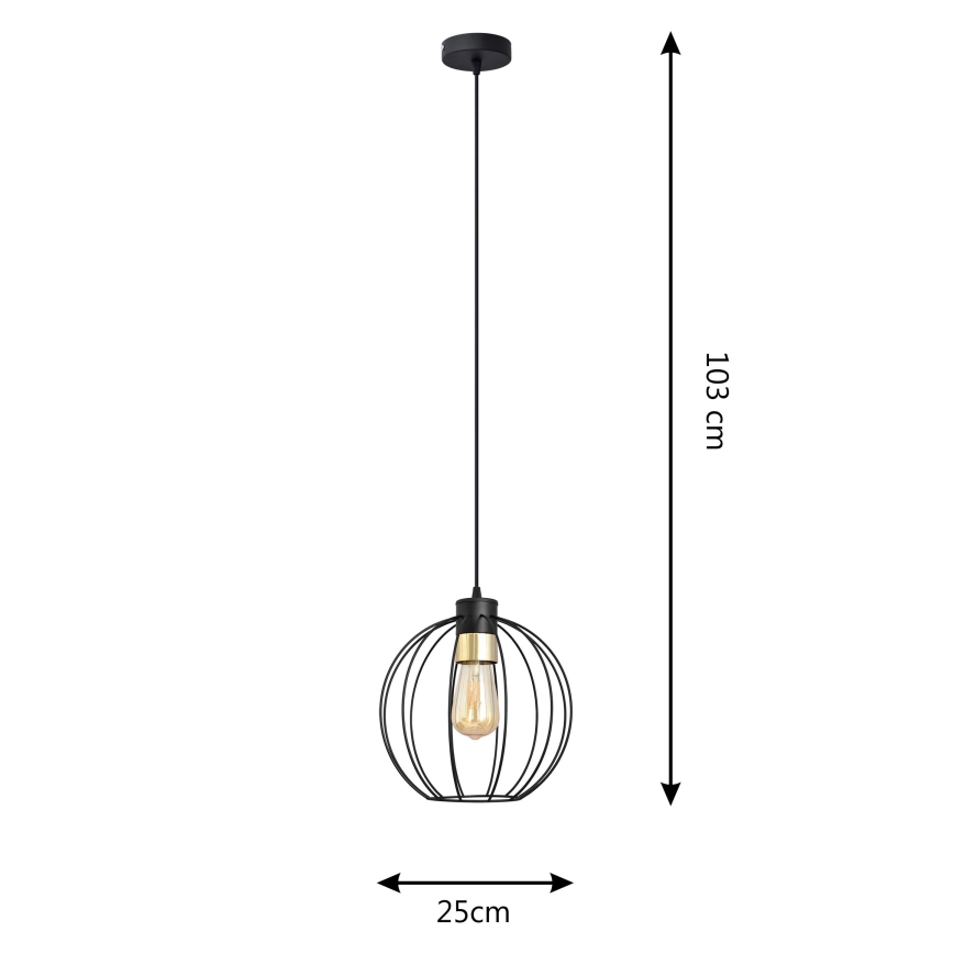 Lustra ar auklu STARLIGHT 1xE27/15W/230V melna/zelta