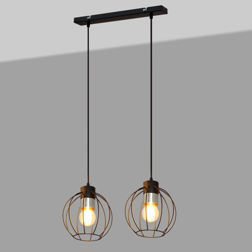 Lustra ar auklu STARLIGHT 2xE27/15W/230V melna/sudraba