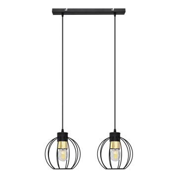 Lustra ar auklu STARLIGHT 2xE27/15W/230V melna/zelta