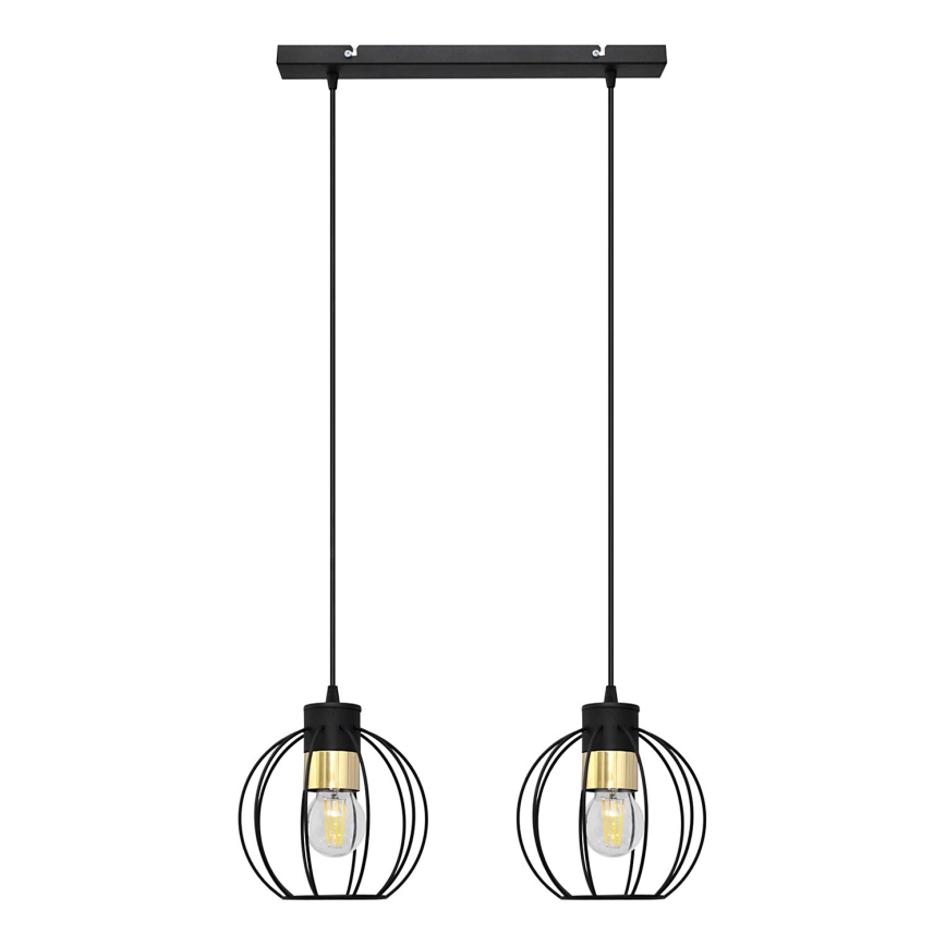 Lustra ar auklu STARLIGHT 2xE27/15W/230V melna/zelta