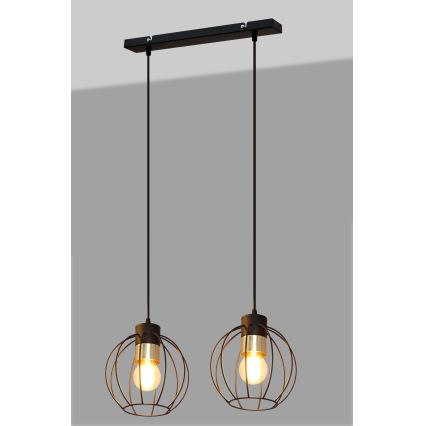 Lustra ar auklu STARLIGHT 2xE27/15W/230V melna/zelta