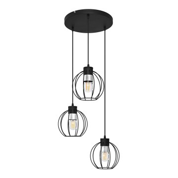 Lustra ar auklu STARLIGHT 3xE27/15W/230V melna/sudraba