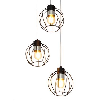 Lustra ar auklu STARLIGHT 3xE27/15W/230V melna/sudraba
