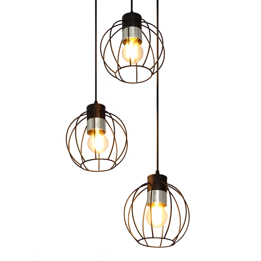 Lustra ar auklu STARLIGHT 3xE27/15W/230V melna/sudraba