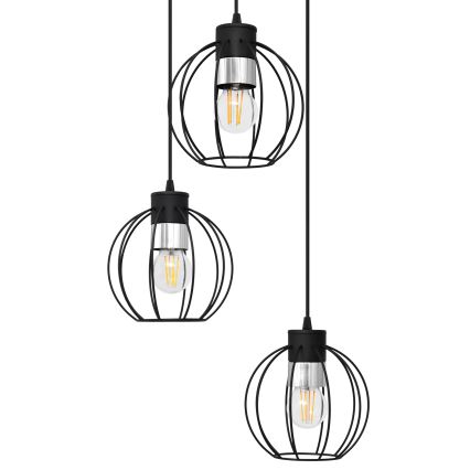 Lustra ar auklu STARLIGHT 3xE27/15W/230V melna/sudraba
