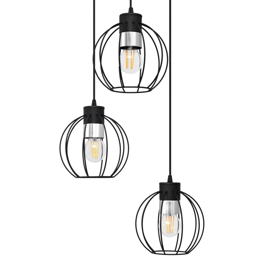 Lustra ar auklu STARLIGHT 3xE27/15W/230V melna/sudraba