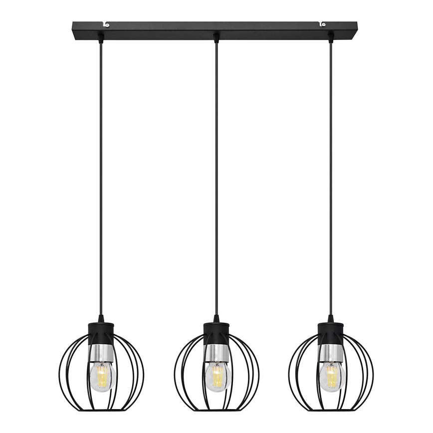 Lustra ar auklu STARLIGHT 3xE27/15W/230V melna/sudraba