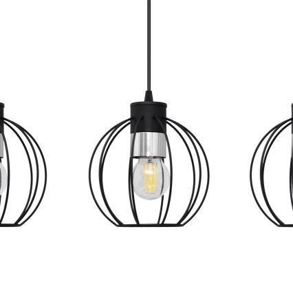 Lustra ar auklu STARLIGHT 3xE27/15W/230V melna/sudraba