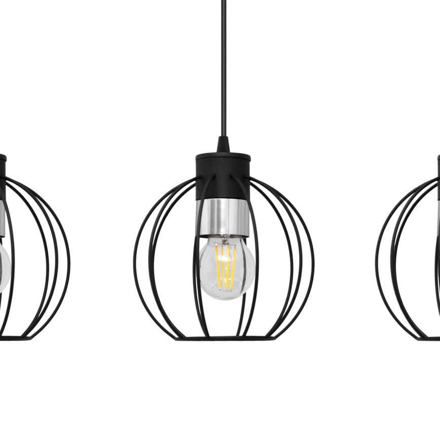 Lustra ar auklu STARLIGHT 3xE27/15W/230V melna/sudraba