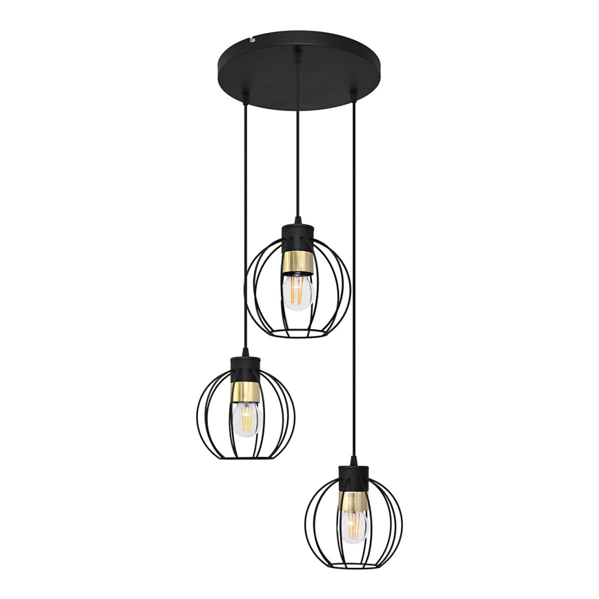 Lustra ar auklu STARLIGHT 3xE27/15W/230V melna/zelta