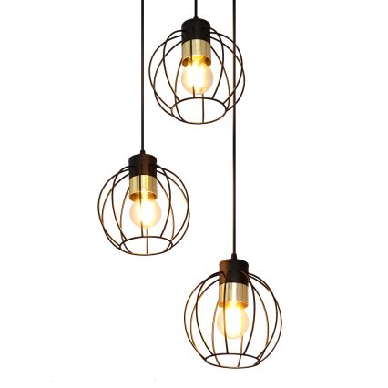 Lustra ar auklu STARLIGHT 3xE27/15W/230V melna/zelta