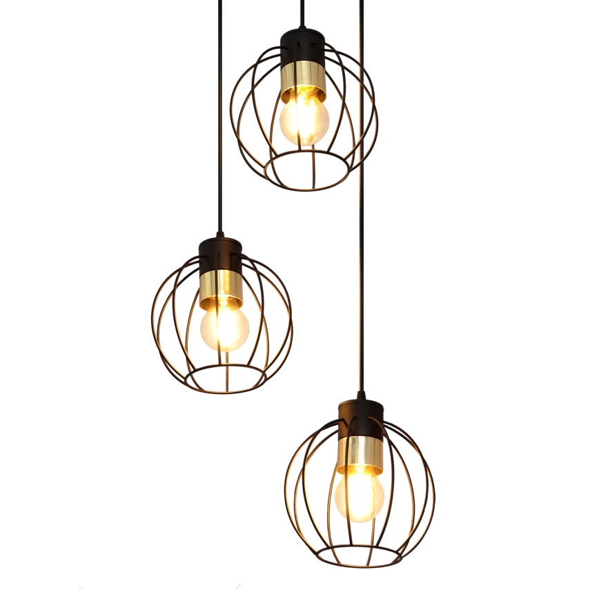 Lustra ar auklu STARLIGHT 3xE27/15W/230V melna/zelta