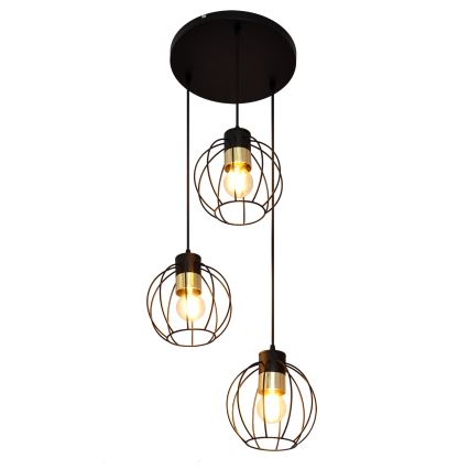 Lustra ar auklu STARLIGHT 3xE27/15W/230V melna/zelta
