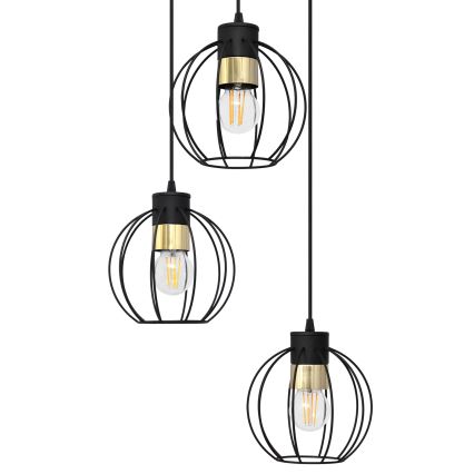 Lustra ar auklu STARLIGHT 3xE27/15W/230V melna/zelta