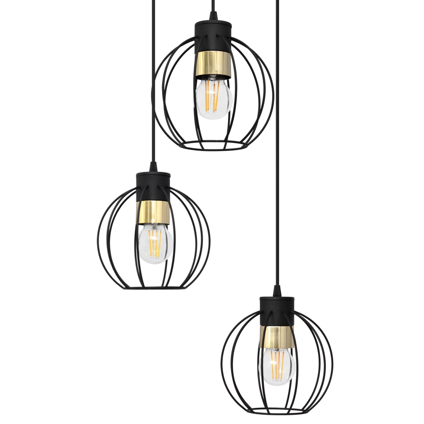 Lustra ar auklu STARLIGHT 3xE27/15W/230V melna/zelta