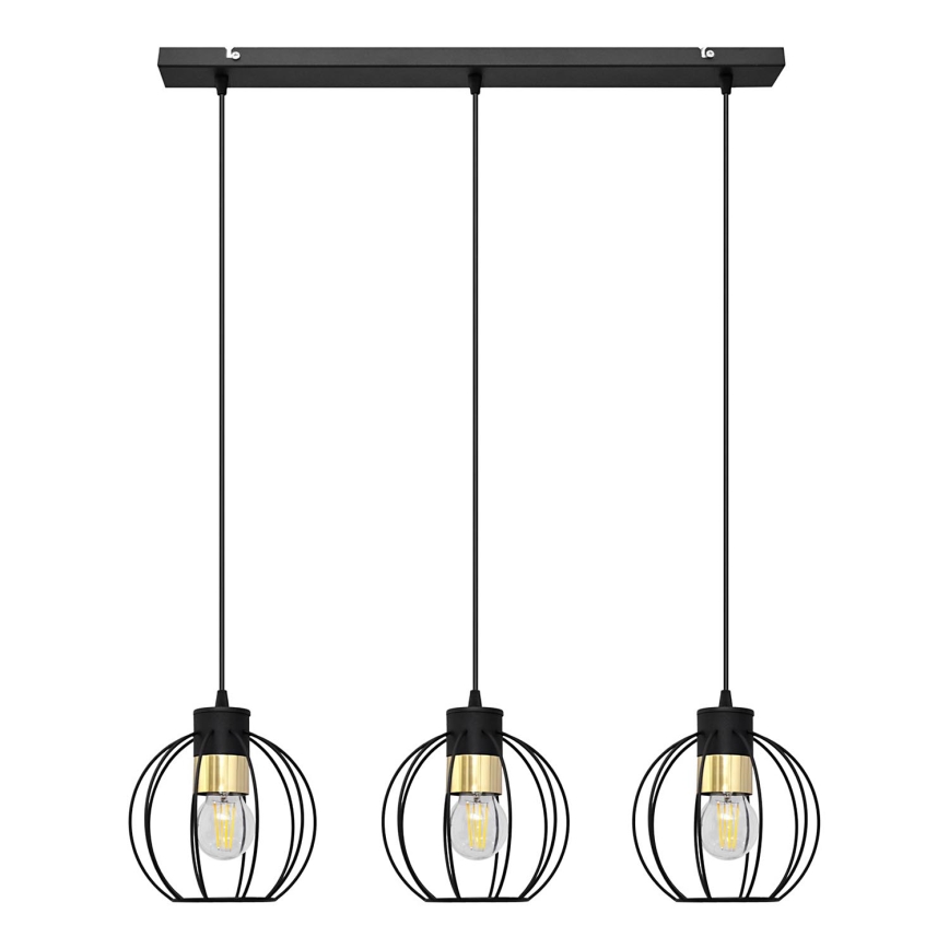 Lustra ar auklu STARLIGHT 3xE27/15W/230V melna/zelta