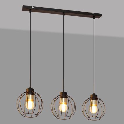 Lustra ar auklu STARLIGHT 3xE27/15W/230V melna/zelta