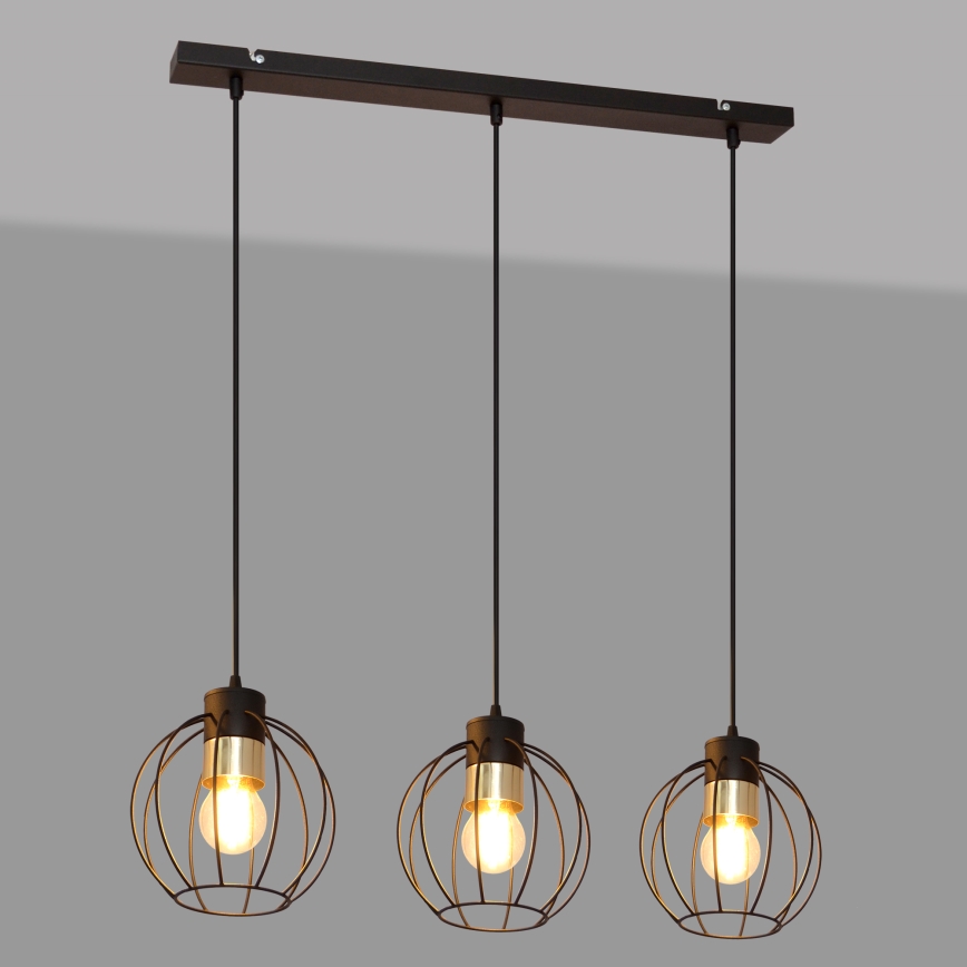 Lustra ar auklu STARLIGHT 3xE27/15W/230V melna/zelta