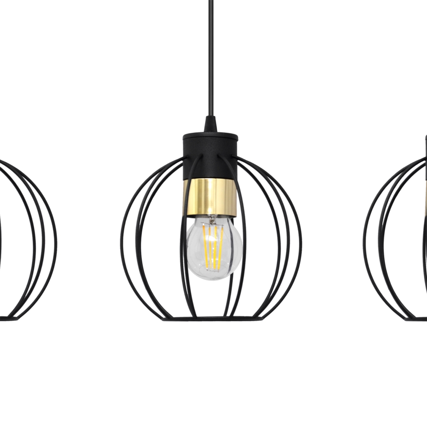Lustra ar auklu STARLIGHT 3xE27/15W/230V melna/zelta