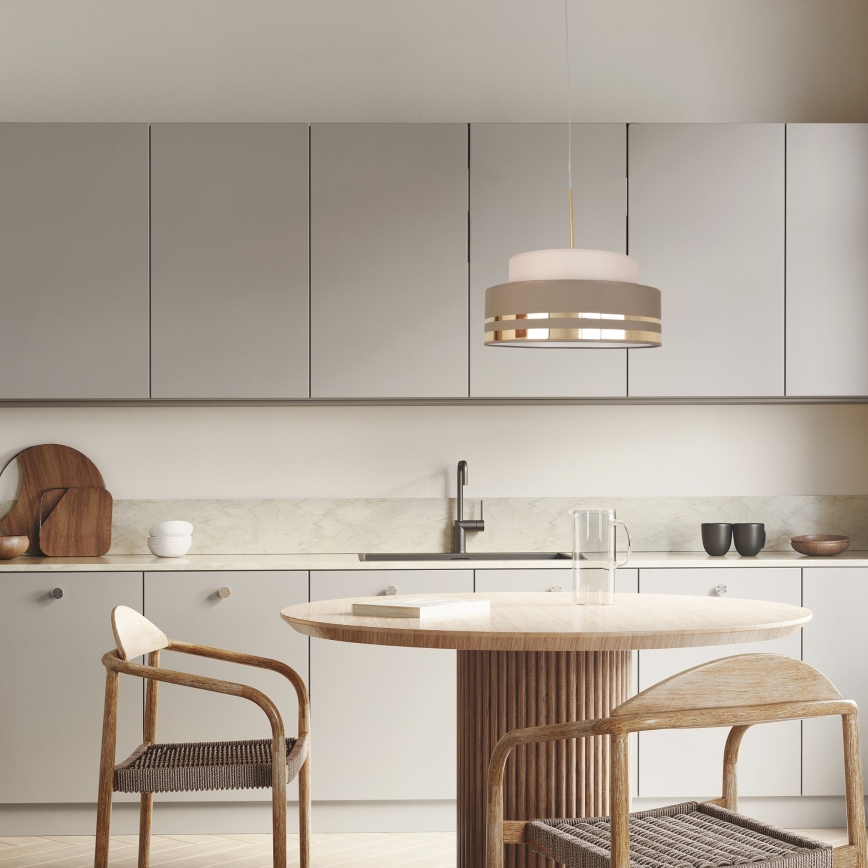 Lustra ar auklu TAMI 1xE27/60W/230V bēša/brūna/zelta