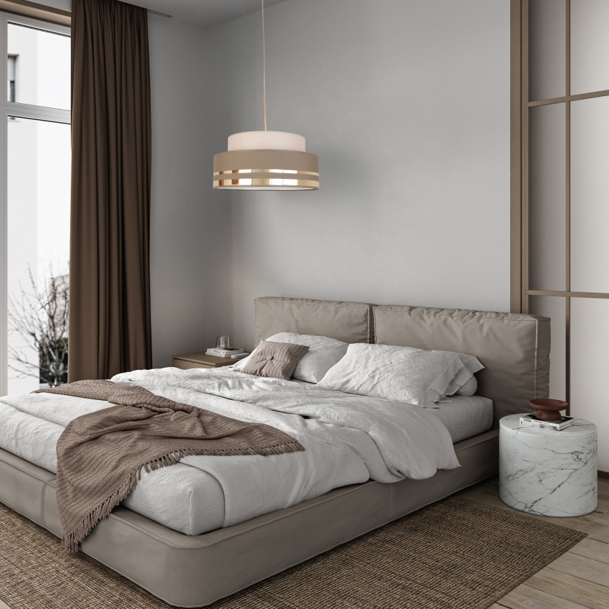 Lustra ar auklu TAMI 1xE27/60W/230V bēša/brūna/zelta