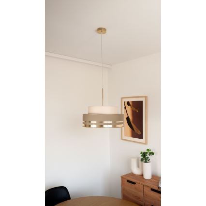 Lustra ar auklu TAMI 1xE27/60W/230V bēša/brūna/zelta