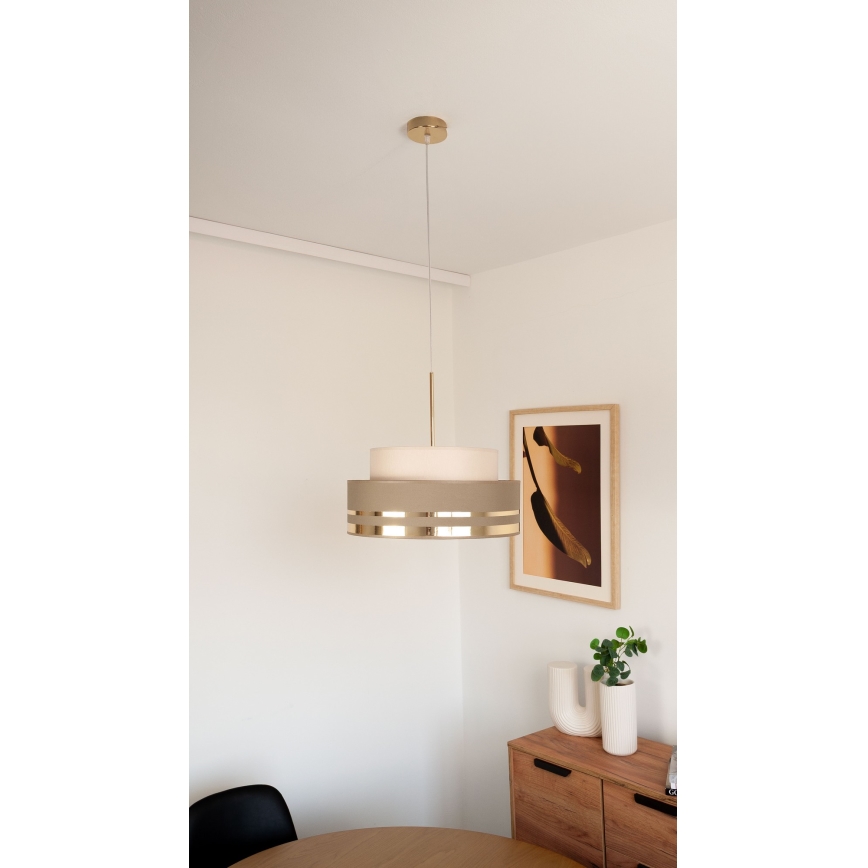 Lustra ar auklu TAMI 1xE27/60W/230V bēša/brūna/zelta