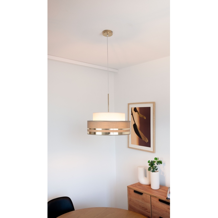 Lustra ar auklu TAMI 1xE27/60W/230V bēša/brūna/zelta