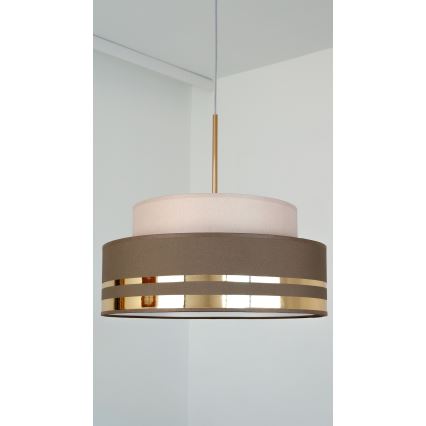 Lustra ar auklu TAMI 1xE27/60W/230V bēša/brūna/zelta