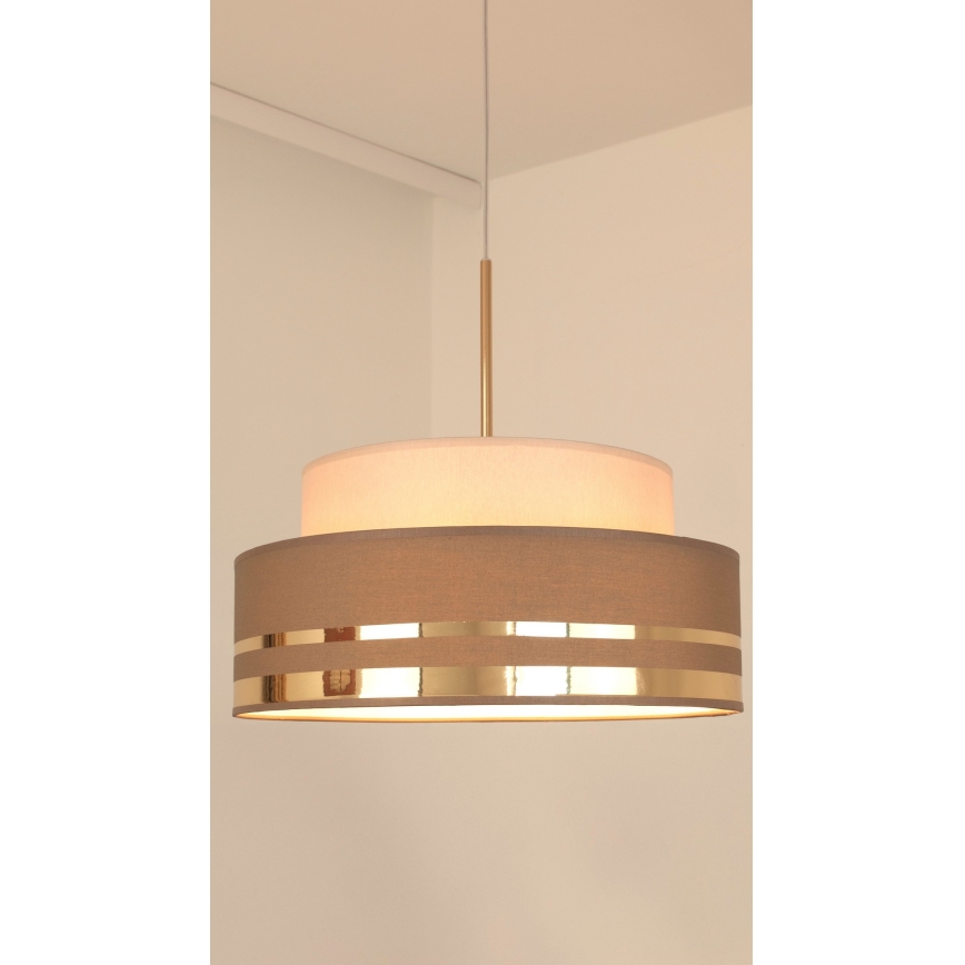 Lustra ar auklu TAMI 1xE27/60W/230V bēša/brūna/zelta