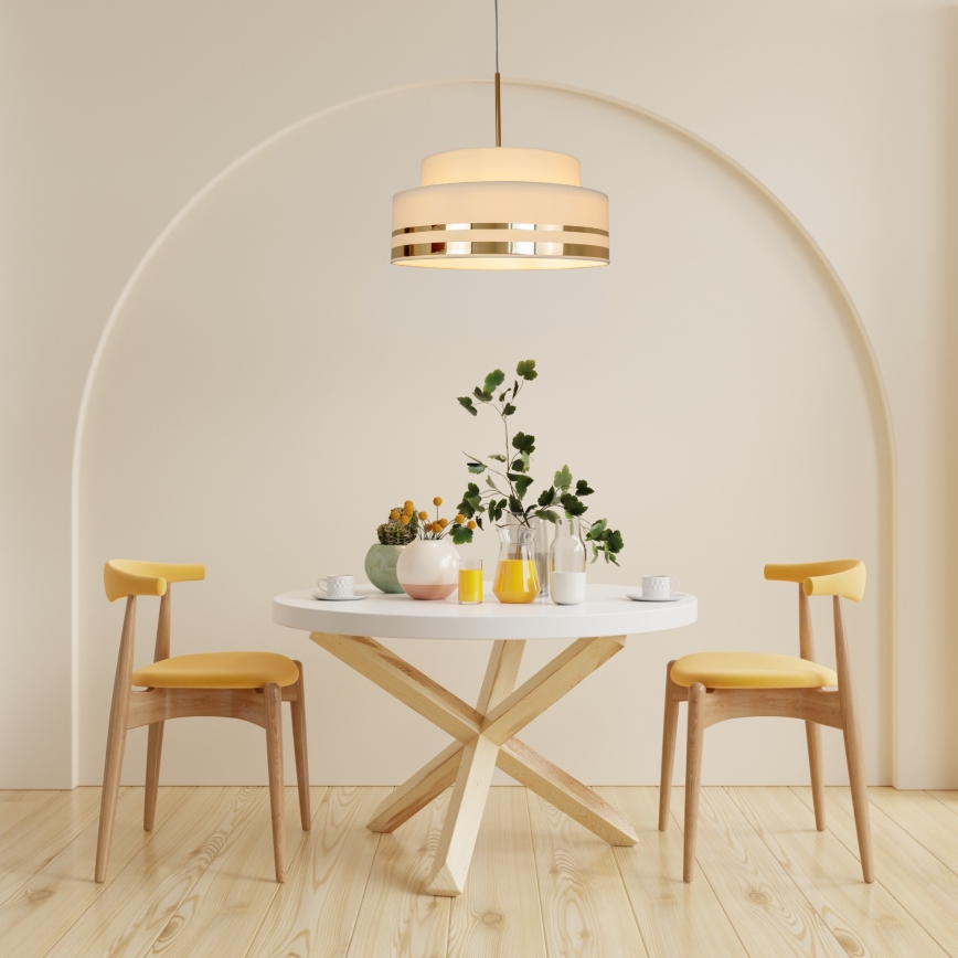 Lustra ar auklu TAMI 1xE27/60W/230V bēša/zelta