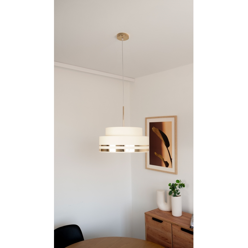 Lustra ar auklu TAMI 1xE27/60W/230V bēša/zelta