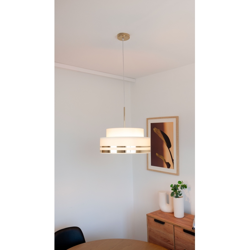 Lustra ar auklu TAMI 1xE27/60W/230V bēša/zelta