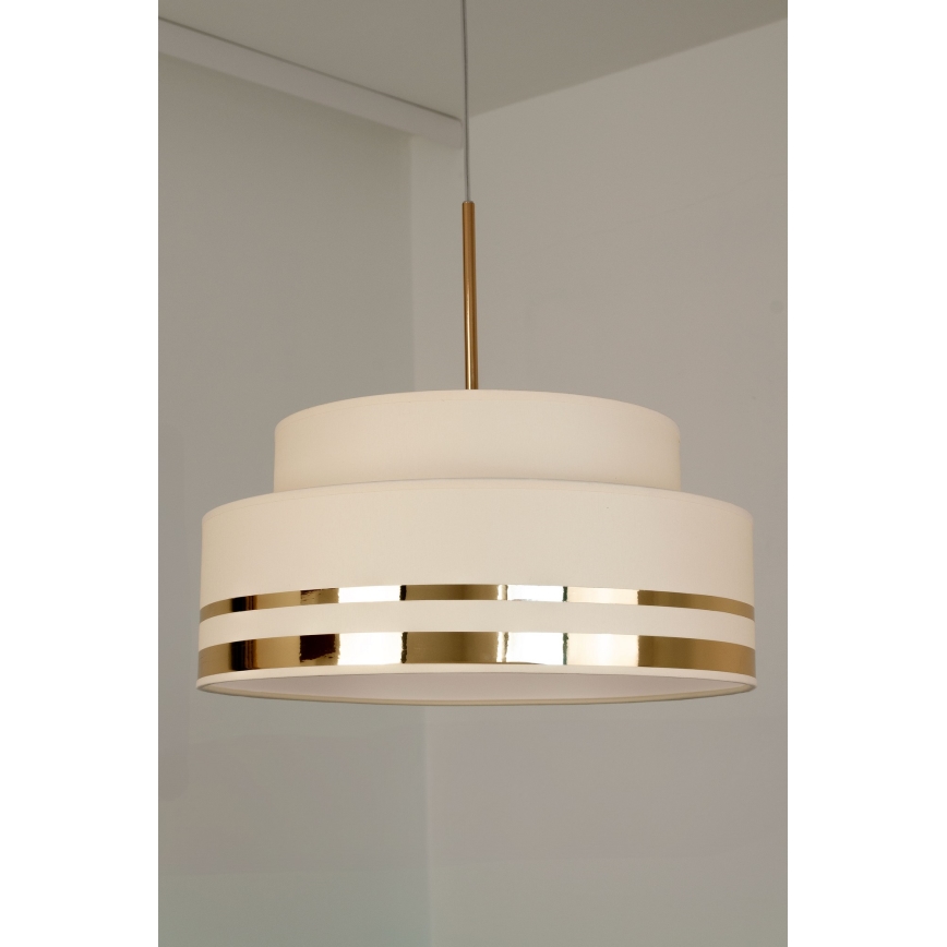 Lustra ar auklu TAMI 1xE27/60W/230V bēša/zelta