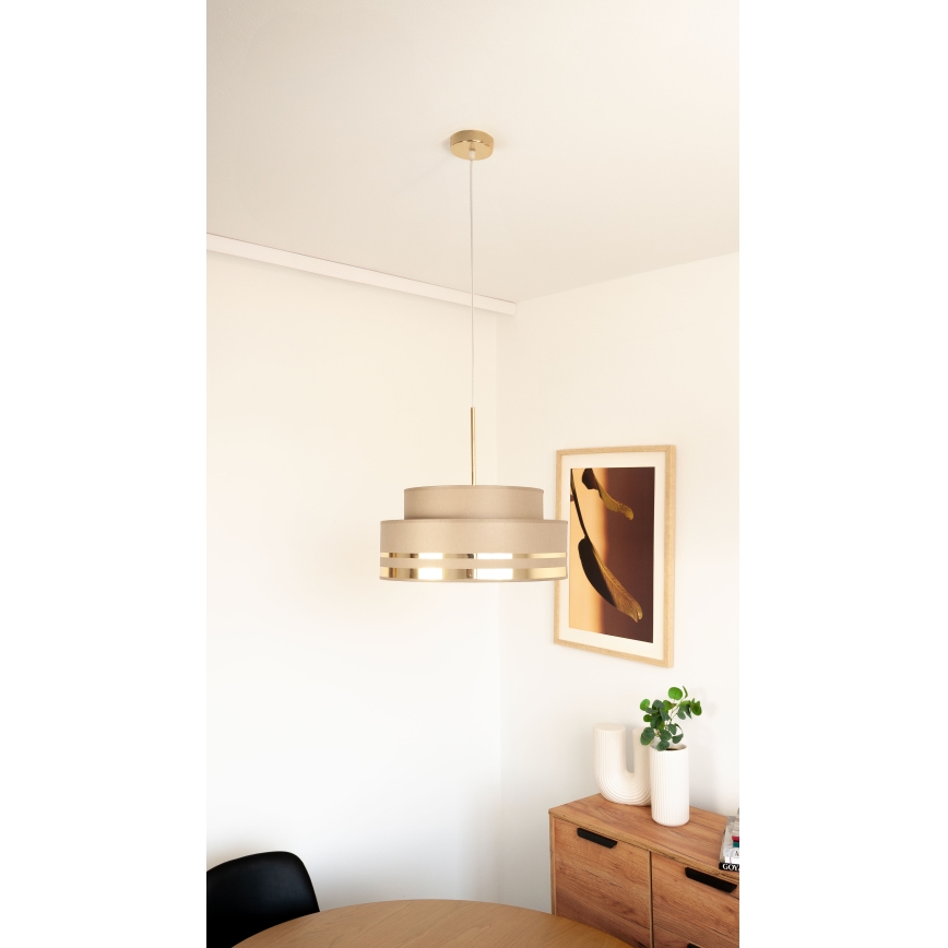 Lustra ar auklu TAMI 1xE27/60W/230V brūna/zelta