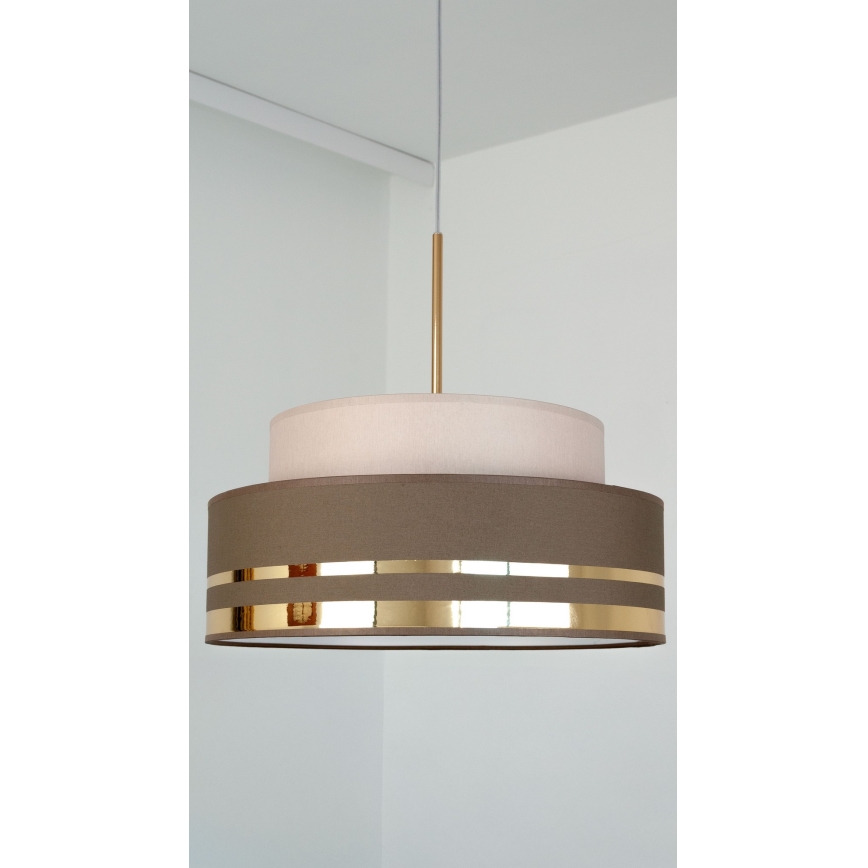Lustra ar auklu TAMI 1xE27/60W/230V d. 40 cm bēša/brūna/zelta