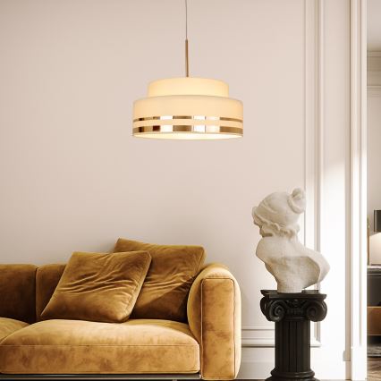 Lustra ar auklu TAMI 1xE27/60W/230V d. 40 cm bēša/zelta