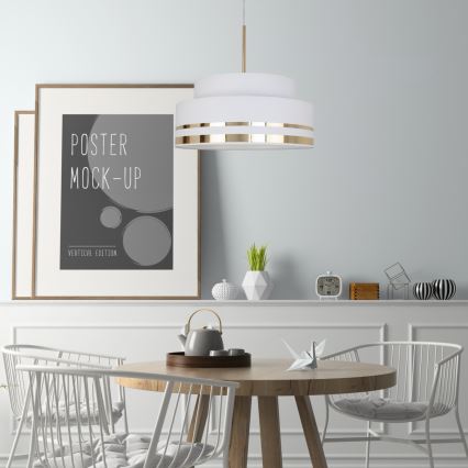 Lustra ar auklu TAMI 1xE27/60W/230V d. 40 cm krēmkrāsa/zelta