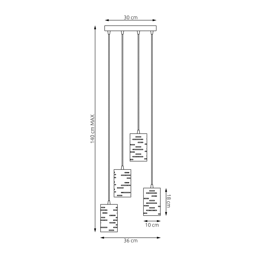 Lustra ar auklu TANK 4xE27/15W/230V melna