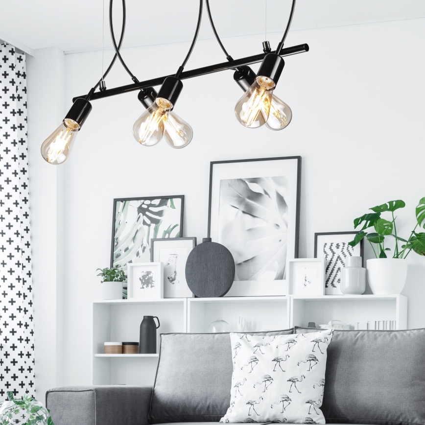 Lustra ar auklu TARO 5xE27/60W/230V melna