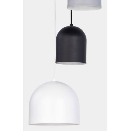 Lustra ar auklu TEMPRE 5xE27/15W/230V balta/pelēka/melna
