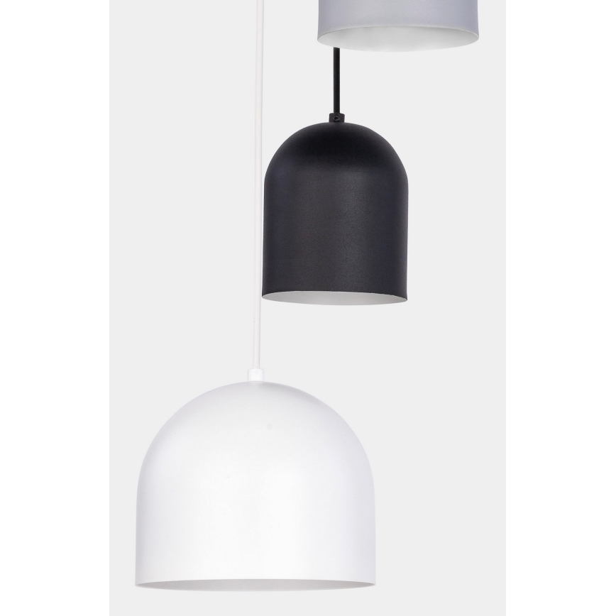 Lustra ar auklu TEMPRE 5xE27/15W/230V balta/pelēka/melna