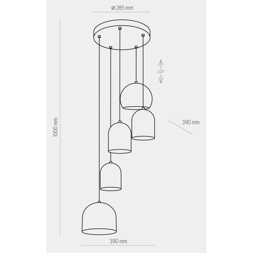 Lustra ar auklu TEMPRE 5xE27/15W/230V balta/pelēka/melna