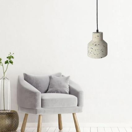 Lustra ar auklu TERRAZZO 1xE27/60W/230V d. 12 cm krēmkrāsa