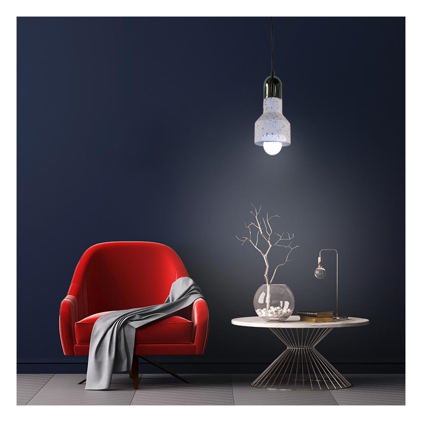 Lustra ar auklu TERRAZZO 1xE27/60W/230V d. 12 cm krēmkrāsa