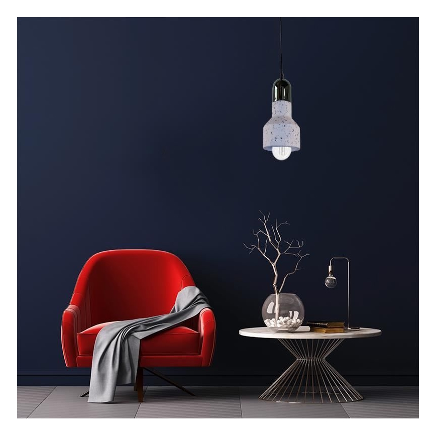 Lustra ar auklu TERRAZZO 1xE27/60W/230V d. 12 cm krēmkrāsa