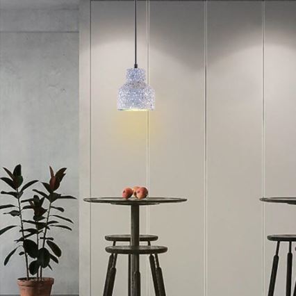 Lustra ar auklu TERRAZZO 1xE27/60W/230V d. 12 cm pelēka