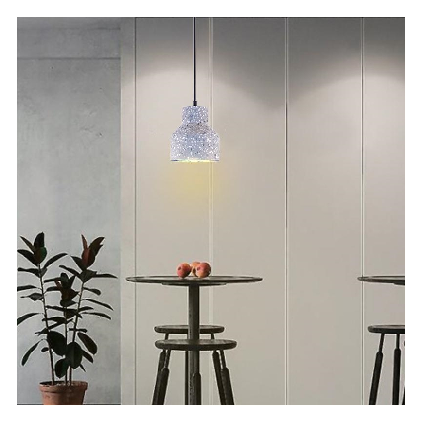 Lustra ar auklu TERRAZZO 1xE27/60W/230V d. 12 cm pelēka
