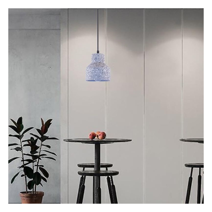 Lustra ar auklu TERRAZZO 1xE27/60W/230V d. 12 cm pelēka
