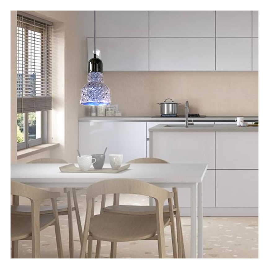 Lustra ar auklu TERRAZZO 1xE27/60W/230V d. 12 cm pelēka